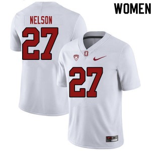 Women Beau Nelson White Stanford Cardinal College Football #27 Jersey 902815-925
