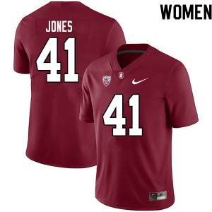 Women Brandon Jones Cardinal Stanford College Football #41 Jersey 547249-356