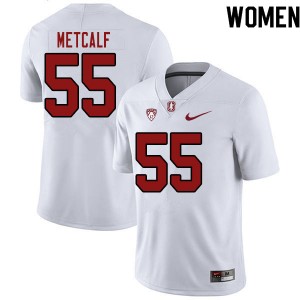 Women Drake Metcalf White Stanford University College Football #55 Jersey 100434-299