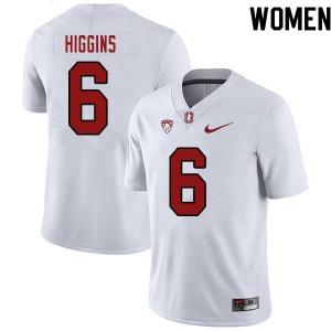 Women Elijah Higgins White Stanford University College Football #6 Jersey 959275-149