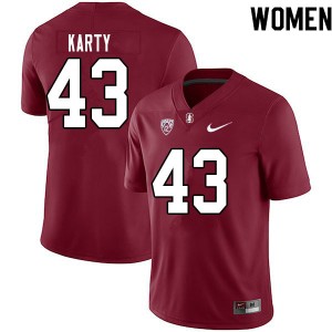 Women Joshua Karty Cardinal Stanford Cardinal College Football #43 Jersey 323813-421