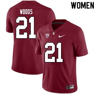 Women Justus Woods Cardinal Stanford College Football #21 Jersey 479739-959