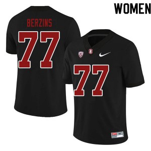 Women Logan Berzins Black Stanford Cardinal College Football #77 Jersey 566702-929
