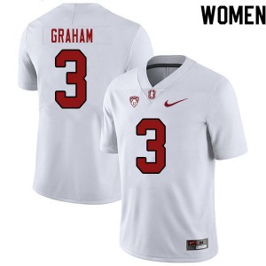 Women Marcus Graham White Stanford College Football #3 Jersey 679657-301