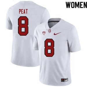Women Nathaniel Peat White Stanford Cardinal College Football #8 Jersey 265244-220