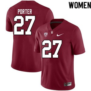 Women Omari Porter Cardinal Stanford College Football #27 Jersey 345365-870
