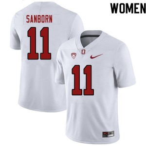 Women Ryan Sanborn White Stanford Cardinal College Football #11 Jersey 396248-279