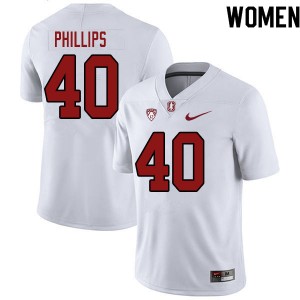 Women Tobin Phillips White Stanford College Football #40 Jersey 557264-563