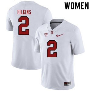 Women Casey Filkins White Stanford College Football #2 Jersey 725457-488