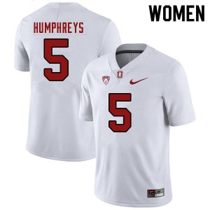 Women John Humphreys White Stanford University College Football #5 Jersey 963742-639