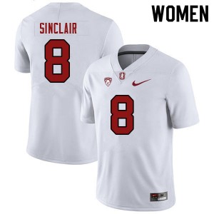 Women Tristan Sinclair White Stanford University College Football #8 Jersey 125164-567