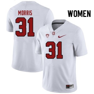 Women Aaron Morris White Stanford University College Football #31 Jersey 251805-238