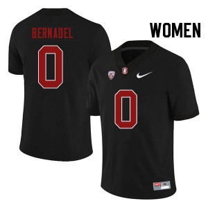 Women Gaethan Bernadel Black Stanford College Football #0 Jersey 817768-966