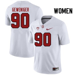 Women Gavin Geweniger White Stanford University College Football #90 Jersey 272573-623