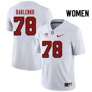 Women Luke Baklenko White Cardinal College Football #78 Jersey 184113-711