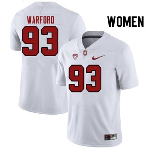 Women Peyton Warford White Stanford Cardinal College Football #93 Jersey 251087-766