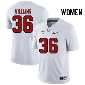 Women Tre Williams White Stanford University College Football #36 Jersey 325362-352