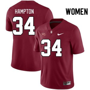Women Caleb Hampton Cardinal Stanford 2024 ACC Conference College Football #34 Jersey 435014-346