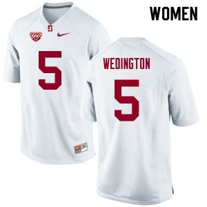 Women Connor Wedington White Cardinal College Football #5 Jersey 731249-503