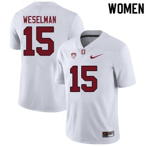 Women Connor Weselman White Stanford College Football #15 Jersey 699122-434