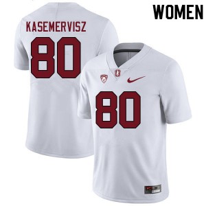 Women David Kasemervisz White Stanford College Football #80 Jersey 318872-812