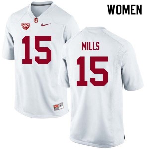 Women David Mills White Cardinal College Football #15 Jersey 114854-962