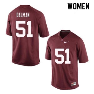 Women Drew Dalman Red Stanford University College Football #51 Jersey 685408-502