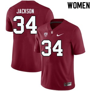 Women Evan Jackson Cardinal Stanford Cardinal College Football #34 Jersey 149078-729
