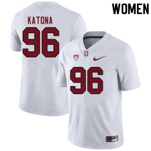Women Jacob Katona White Cardinal College Football #96 Jersey 245497-178