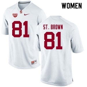 Women Osiris St. Brown White Stanford University College Football #81 Jersey 526007-438