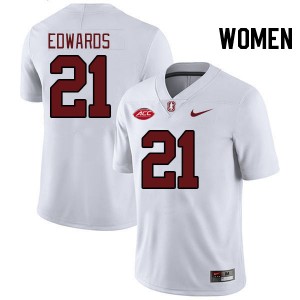 Women Scotty Edwards White Stanford University 2024 ACC Conference College Football #21 Jersey 569500-150