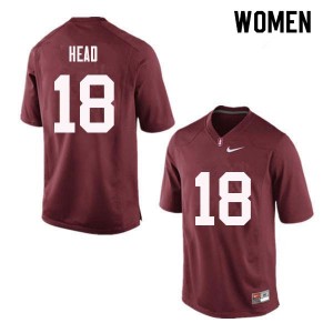 Women Stuart Head Red Stanford College Football #18 Jersey 128001-511