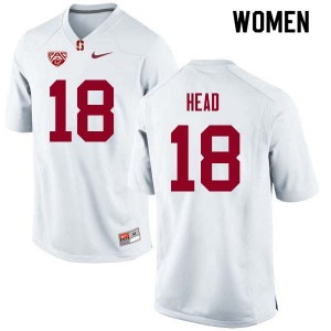 Women Stuart Head White Cardinal College Football #18 Jersey 224111-735