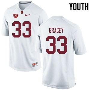 Youth Alex Gracey White Stanford University College Football #33 Jersey 424590-630