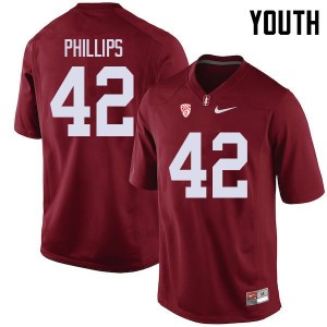 Youth Caleb Phillips Cardinal Stanford College Football #42 Jersey 866799-652