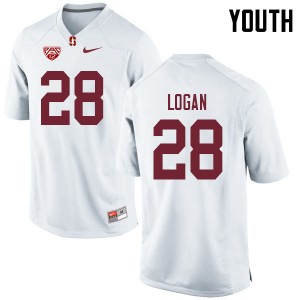 Youth Donjae Logan White Stanford College Football #28 Jersey 449378-892