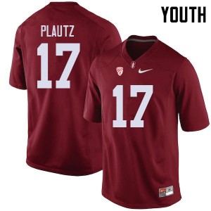 Youth Dylan Plautz Cardinal Stanford College Football #17 Jersey 259962-118