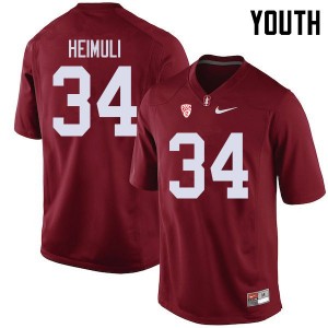 Youth Houston Heimuli Cardinal Stanford Cardinal College Football #34 Jersey 116463-255