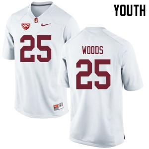 Youth Justus Woods White Stanford College Football #25 Jersey 527401-823