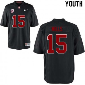 Youth Davis Mills Black Stanford University College Football #15 Jersey 111785-336
