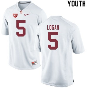 Youth Donjae Logan White Stanford College Football #5 Jersey 835874-686