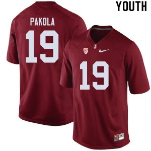 Youth Joshua Pakola Cardinal Stanford University College Football #19 Jersey 408668-523