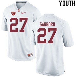 Youth Ryan Sanborn White Stanford Cardinal College Football #27 Jersey 621374-871
