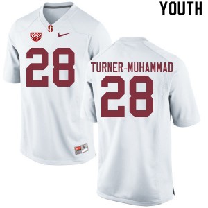Youth Salim Turner-Muhammad White Stanford Cardinal College Football #28 Jersey 361001-313