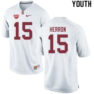 Youth Stephen Herron White Cardinal College Football #15 Jersey 262605-432