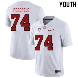 Youth James Pogorelc White Stanford University College Football #74 Jersey 787345-742