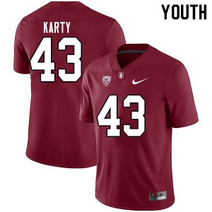 Youth Joshua Karty Cardinal Stanford Cardinal College Football #43 Jersey 184529-873