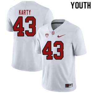 Youth Joshua Karty White Cardinal College Football #43 Jersey 242754-493