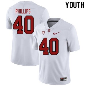 Youth Tobin Phillips White Stanford College Football #40 Jersey 561245-571