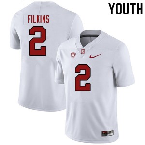 Youth Casey Filkins White Stanford College Football #2 Jersey 471689-246